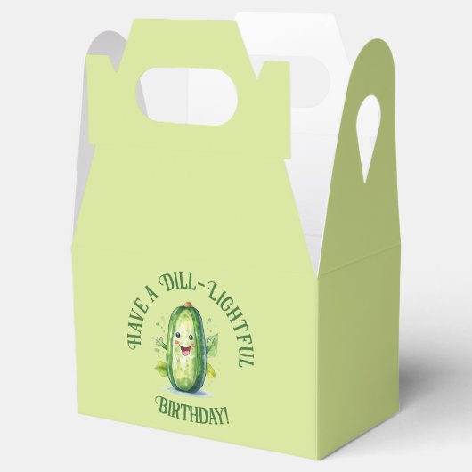 Schattigee Groene Cartoon Pickle Verjaardag Bedankdoosjes (Geopend)