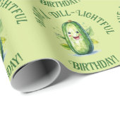 Schattigee Groene Cartoon Pickle Verjaardag Cadeaupapier (Rol Hoek)
