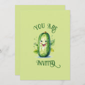 Schattigee Groene Cartoon Pickle Verjaardag Kaart (Voorkant / Achterkant)