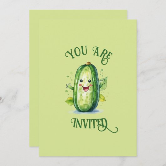 Schattigee Groene Cartoon Pickle Verjaardag Kaart (Voorkant / Achterkant)