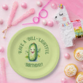 Schattigee Groene Cartoon Pickle Verjaardag Papieren Bordje (Feest)