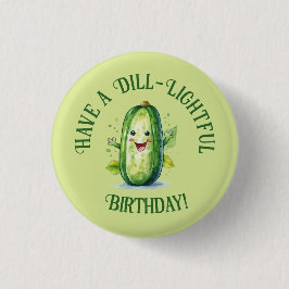 Schattigee Groene Cartoon Pickle Verjaardag Ronde Button 3,2 Cm