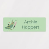 Schattigee groene cricket insect cartoon gepersona labels (Design 1)