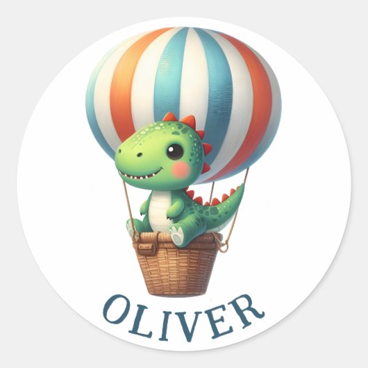 Schattigee groene Dino neemt vlucht in een heteluc Ronde Sticker (Voorkant)