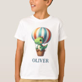 Schattigee groene Dino neemt vlucht in een heteluc T-shirt (Voorkant)