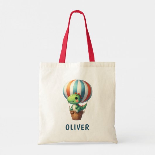 Schattigee groene Dino neemt vlucht in een heteluc Tote Bag (Achterkant)