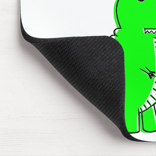 Schattigee groene dinosaurus aangepaste tekst muismat (Hoek)