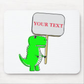 Schattigee groene dinosaurus aangepaste tekst muismat (Voorkant)