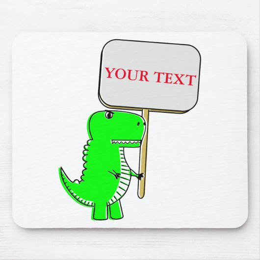 Schattigee groene dinosaurus aangepaste tekst muismat (Voorkant)