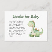 Schattigee groene dinosaurus Baby shower boeken Informatiekaartje (Voorkant)