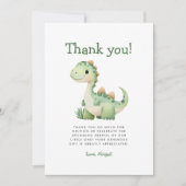 Schattigee groene dinosaurus Baby shower dank u ka Kaart (Voorkant)