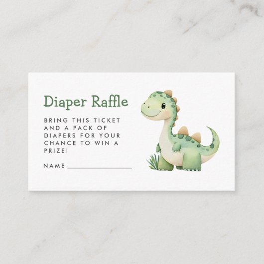 Schattigee Groene Dinosaurus Baby shower Luier Raf Informatiekaartje (Voorkant)