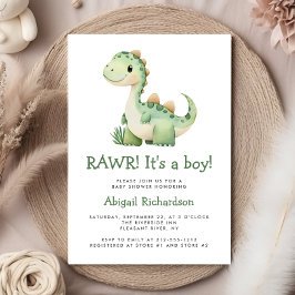 Schattigee groene dinosaurus Boy Baby shower Kaart