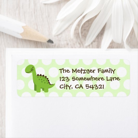  Schattigee Groene Dinosaurus Etiket (Insitu)
