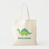 Schattigee Groene Dinosaurus Kinder Tote Bag (Voorkant)