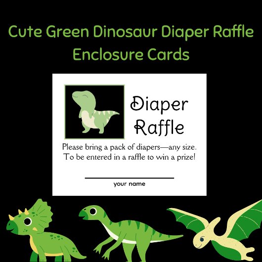Schattigee Groene Dinosaurus Luier Raffle Behuizin Kaart