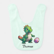 Schattigee groene dinosaurus met paaseieren