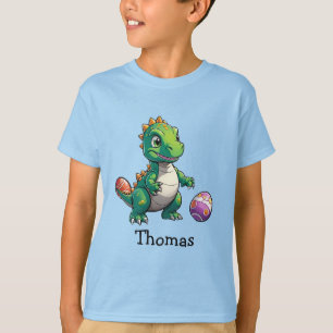 Schattigee groene dinosaurus met paaseieren t-shirt