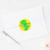 Schattigee Groene Dinosaurus Tekening Aangepaste T Ronde Sticker (Envelop)
