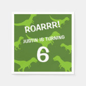 Schattigee groene dinosaurus thema Verjaardagsfees Servet (Voorkant)