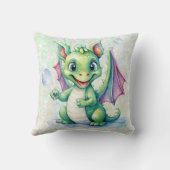 Schattigee groene draak met bubbels jongen aangepa kussen (Achterkant)