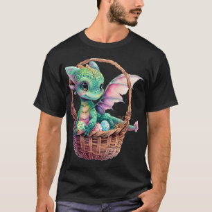 Schattigee groene draak paasei jacht eieren mand l t-shirt