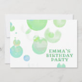 Schattigee Groene en Blauwe Bubbels Kids Verjaarda Kaart (Voorkant)