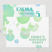Schattigee Groene en Blauwe Bubbels Kids Verjaarda Kaart (Voorkant / Achterkant)