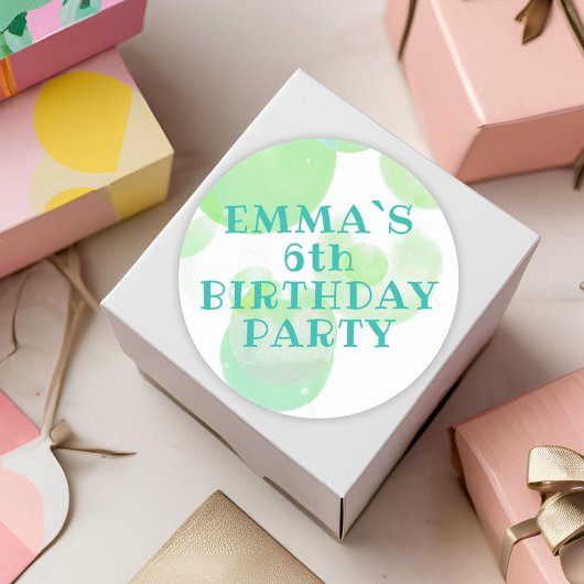 Schattigee Groene en Blauwe Bubbels Kinderen Verja Ronde Sticker