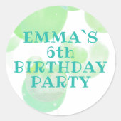 Schattigee Groene en Blauwe Bubbels Kinderen Verja Ronde Sticker (Voorkant)