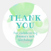 Schattigee Groene en Blauwe Bubbels Verjaardag Dan Ronde Sticker (Voorkant)