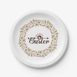 Schattigee groene en rode krans en konijn papieren bordje