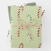 Schattigee groene en rode snoep Canes kerstvakanti Inpakpapier Vel (In situ)