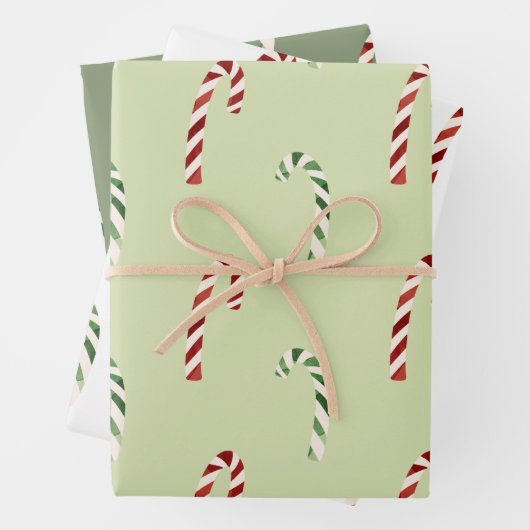 Schattigee groene en rode snoep Canes kerstvakanti Inpakpapier Vel (In situ)