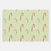Schattigee groene en rode snoep Canes kerstvakanti Inpakpapier Vel (Voorkant)