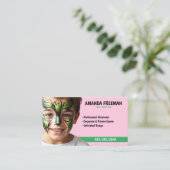 Schattigee Groene en Roze Partij Gezicht Schildere Visitekaartje (Staand voorkant)