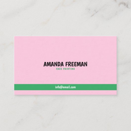 Schattigee Groene en Roze Partij Gezicht Schildere Visitekaartje (Achterkant)