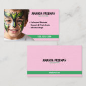 Schattigee Groene en Roze Partij Gezicht Schildere Visitekaartje (Voorkant / Achterkant)