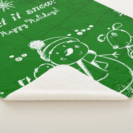 Schattigee groene en witte kerstillustratie sherpa deken (3/4)