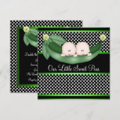 Schattigee groene erwten in een Pod Twin Boy Baby  Kaart (Voorkant / Achterkant)