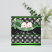 Schattigee groene erwten in een Pod Twin Boy Baby  Kaart (Staand voorkant)