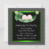 Schattigee groene erwten in een Pod Twin Boy Baby  Kaart (Achterkant)