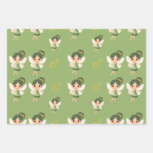 Schattigee groene fee inpakpapier vel (Voorkant 2)