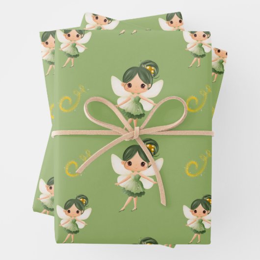 Schattigee groene fee inpakpapier vel (In situ)