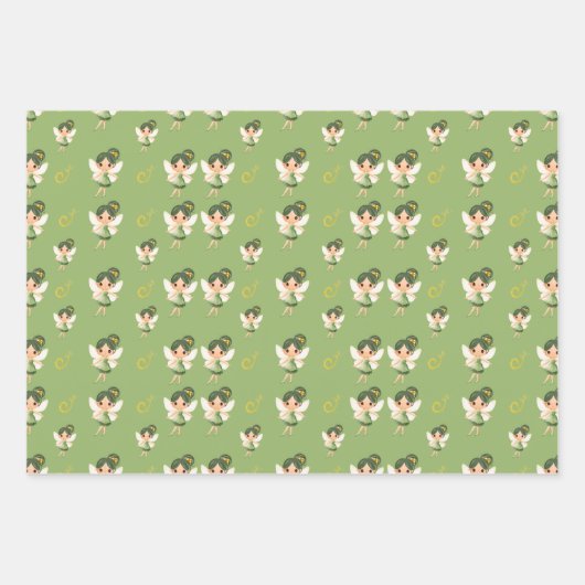 Schattigee groene fee inpakpapier vel (Voorkant 2)