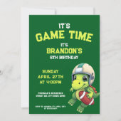 Schattigee Groene Football Dinosaurus Kids Verjaar Kaart (Voorkant)