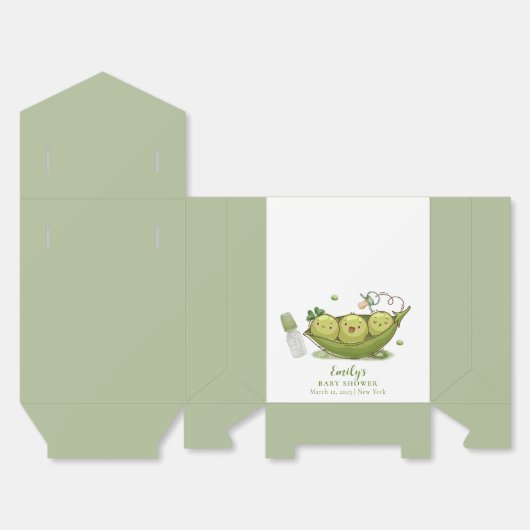 Schattigee groene fopspeen Sweet Pea In Pod Baby s Bedankdoosjes (Ongevouwen)