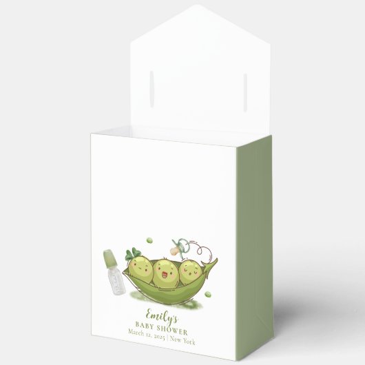 Schattigee groene fopspeen Sweet Pea In Pod Baby s Bedankdoosjes (Open)