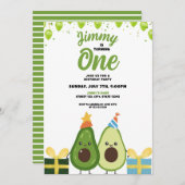 Schattigee groene fruit avocado verjaardag kaart (Voorkant / Achterkant)