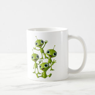 Schattigee groene geanimeerde aliens koffiemok